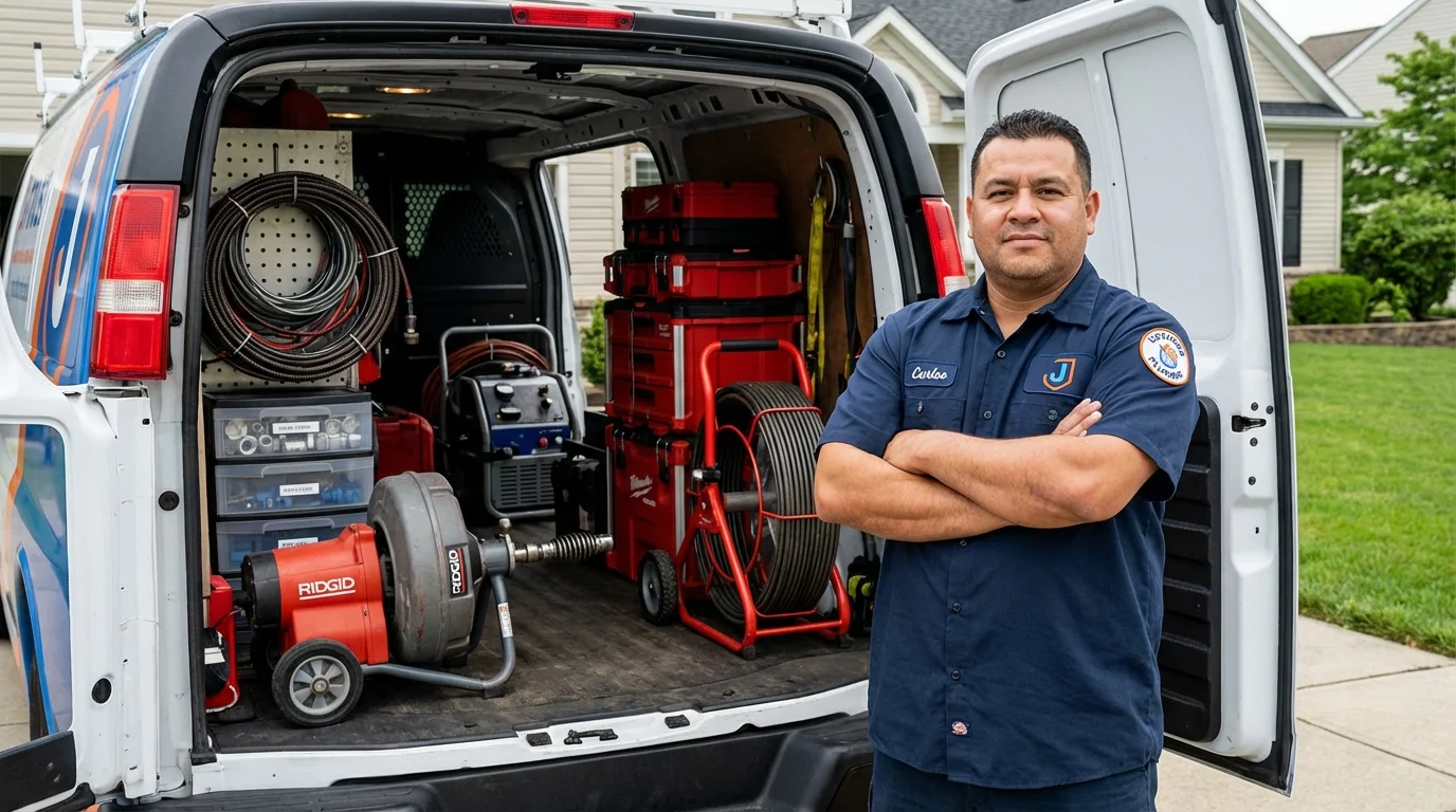 Professional drain cleaning equipment and Johns Plumbing LLC plumber in Elizabeth