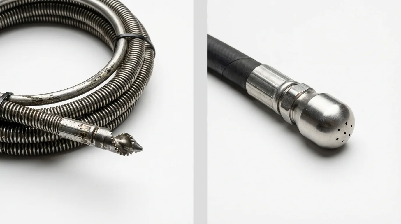 Drain snake cable and hydro jetting nozzle used for drain cleaning in Elizabeth, PA