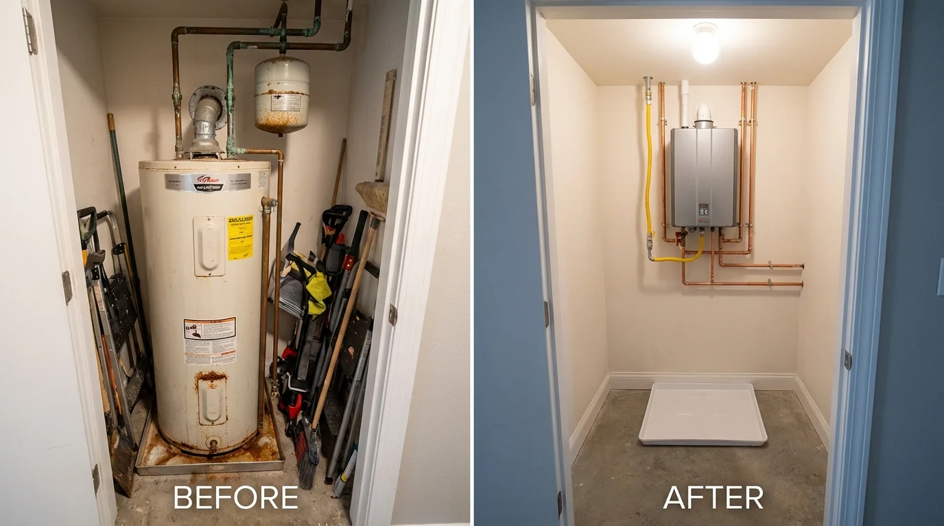 Tank water heater versus wall-mounted tankless unit comparison for Elizabeth, PA homeowners
